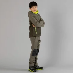 Giacca in pile con zip da bambino color block con cappuccio