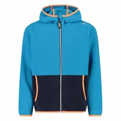 Giacca in pile con zip da bambino color block con cappuccio