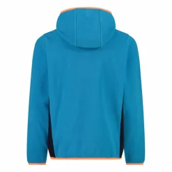 Giacca in pile con zip da bambino color block con cappuccio