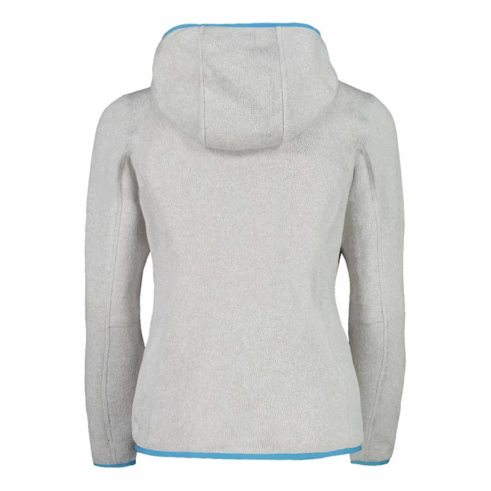 Giacca in pile da bambina in knit-tech mélange con cappuccio