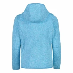 Giacca in pile da bambina in knit-tech mélange con cappuccio