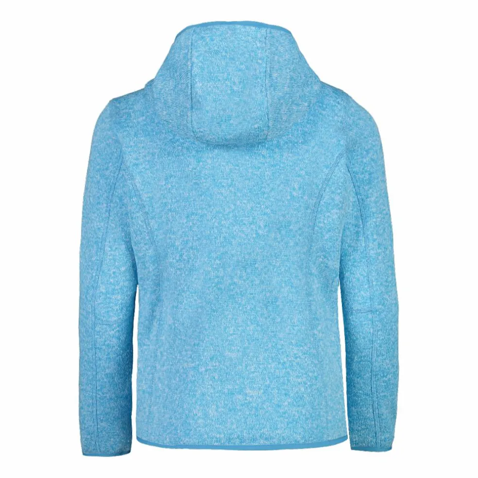 Giacca in pile da bambina in knit-tech mélange con cappuccio