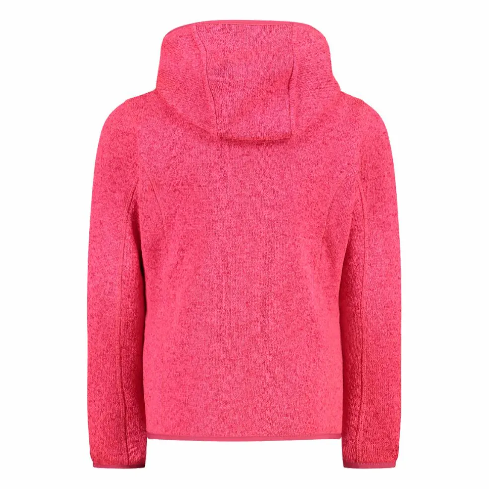 Giacca in pile da bambina in knit-tech mélange con cappuccio