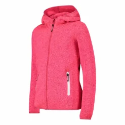 Giacca in pile da bambina in knit-tech mélange con cappuccio