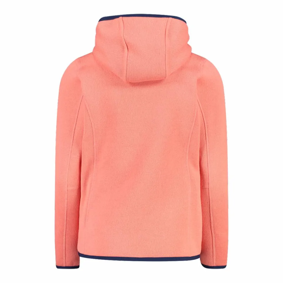 Giacca in pile da bambina in knit-tech mélange con cappuccio
