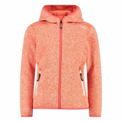 Giacca in pile da bambina in knit-tech mélange con cappuccio