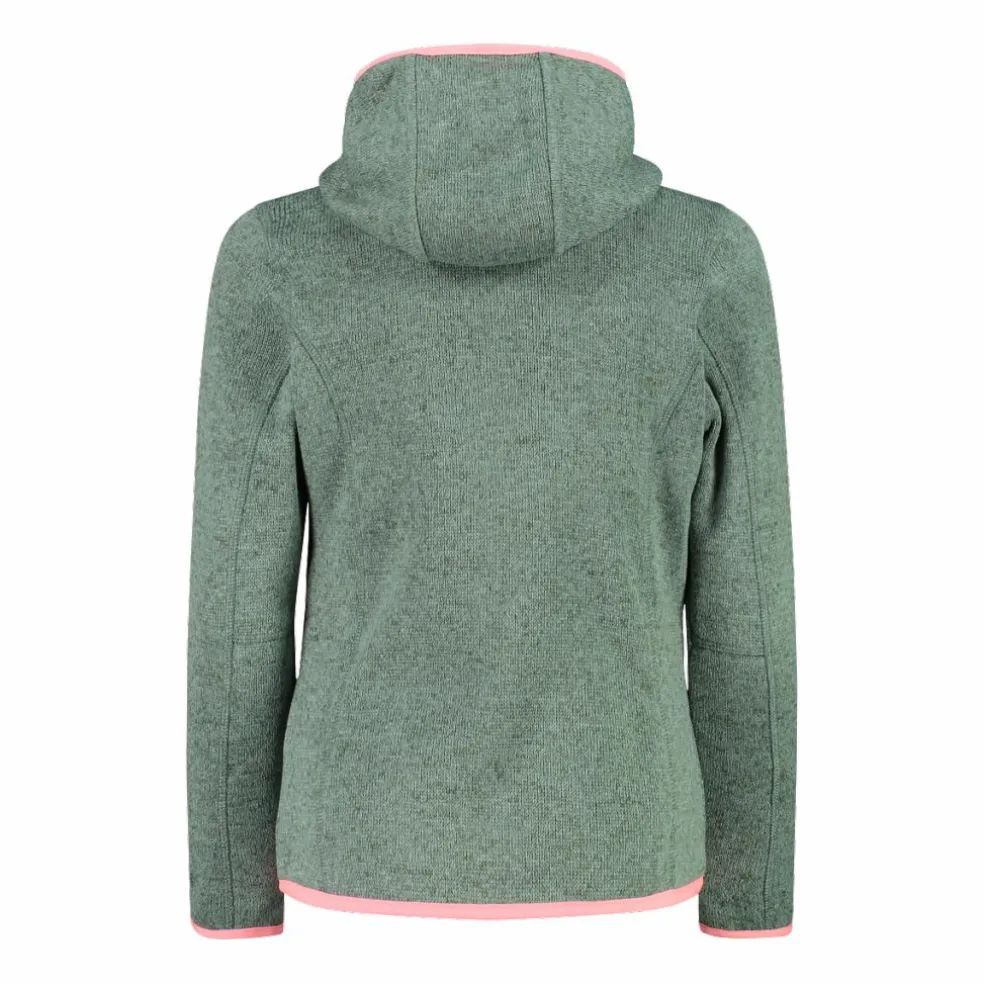 Giacca in pile da bambina in knit-tech mélange con cappuccio