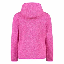 Giacca in pile da bambina in knit-tech mélange con cappuccio