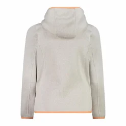 Giacca in pile da bambina in knit-tech mélange con cappuccio