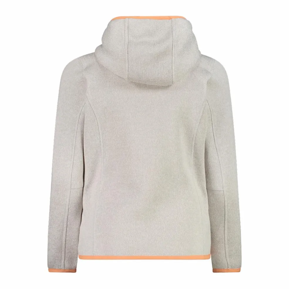 Giacca in pile da bambina in knit-tech mélange con cappuccio