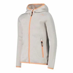 Giacca in pile da bambina in knit-tech mélange con cappuccio