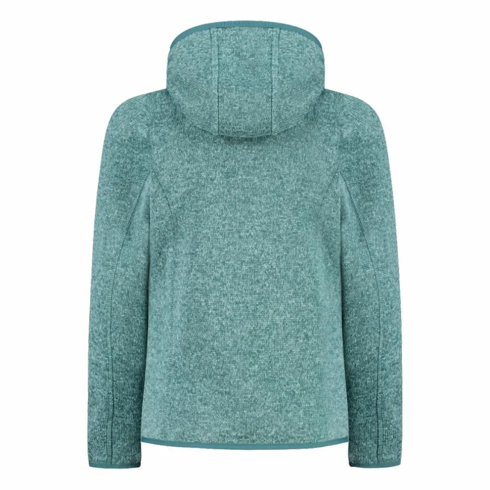 Giacca in pile da bambina in knit-tech mélange con cappuccio