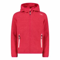 Giacca in pile da bambina in knit-tech mélange con cappuccio