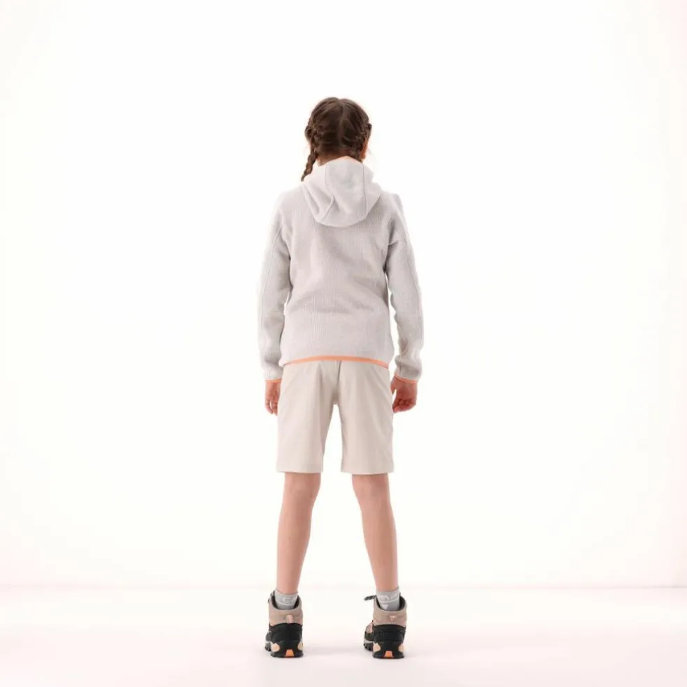 Giacca in pile da bambina in knit-tech mélange con cappuccio