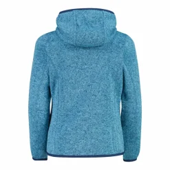 Giacca in pile da bambina in knit-tech mélange con cappuccio