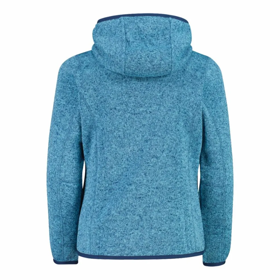 Giacca in pile da bambina in knit-tech mélange con cappuccio