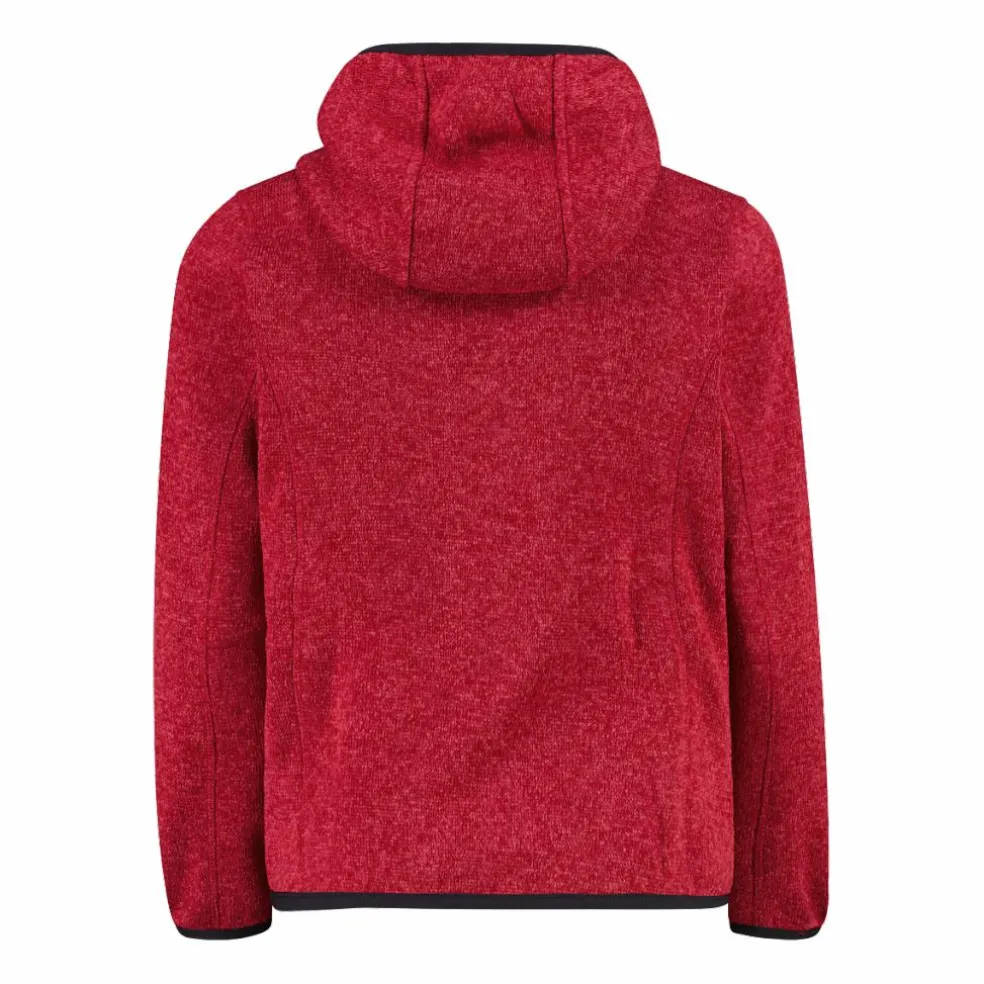 Giacca in pile da bambina in knit-tech mélange con cappuccio