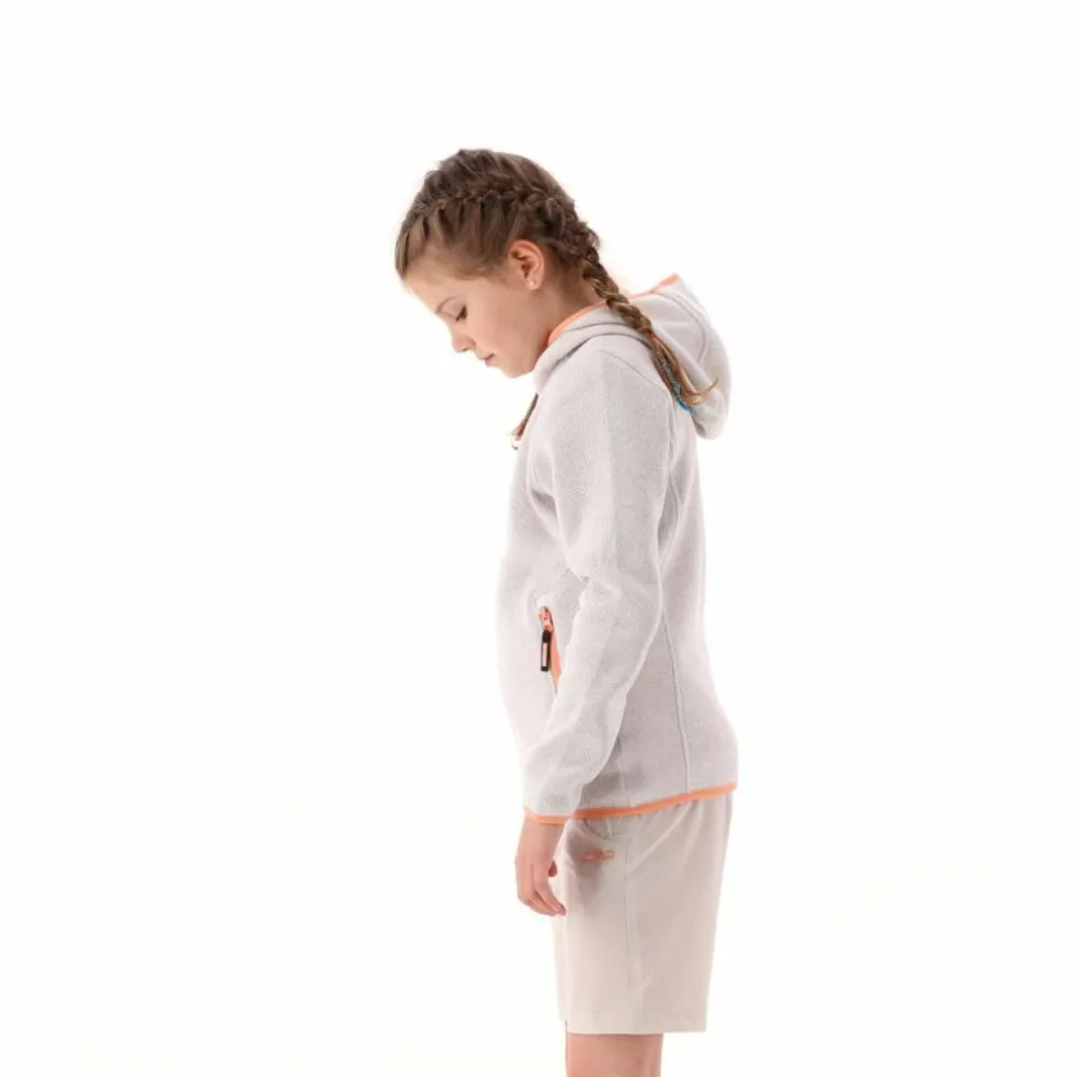 Giacca in pile da bambina in knit-tech mélange con cappuccio