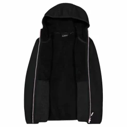 Giacca in pile da bambina in knit tech melange con cappuccio