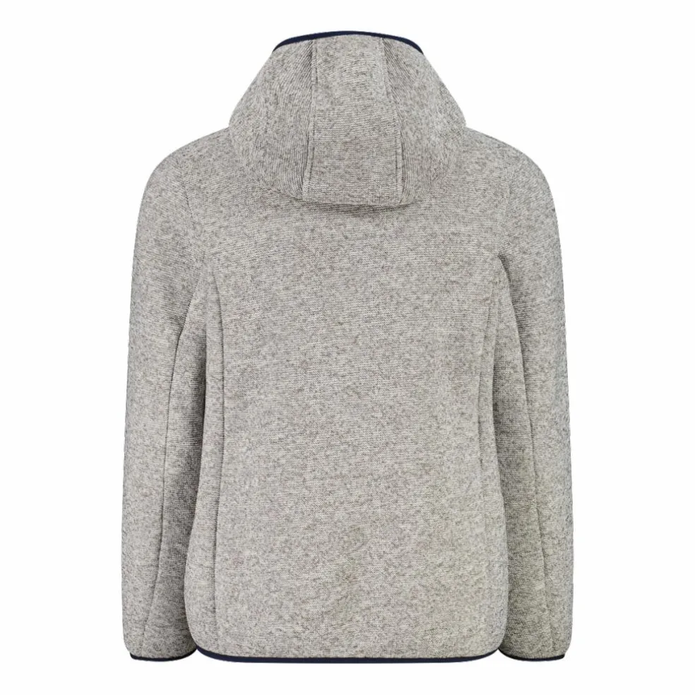 Giacca in pile da bambina in knit tech melange con cappuccio