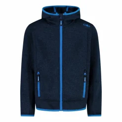 Giacca in pile da bambino in knit-tech mélange con cappuccio