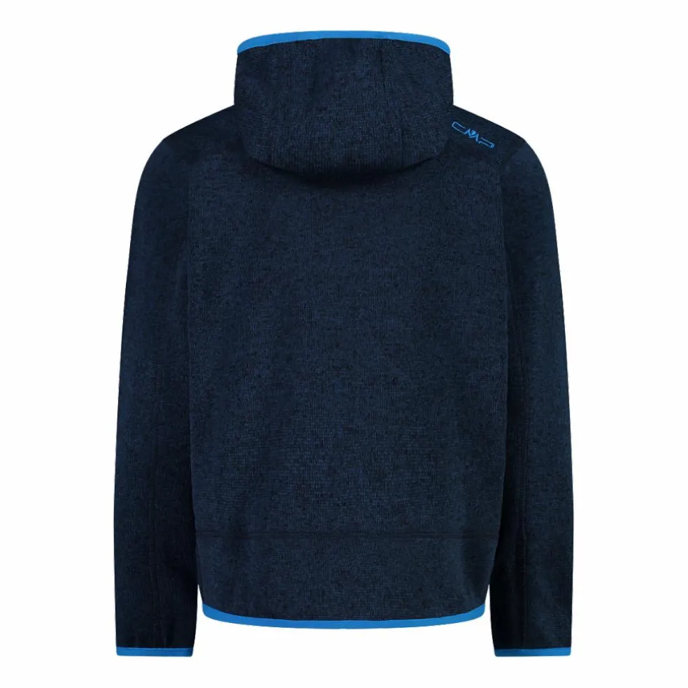 Giacca in pile da bambino in knit-tech mélange con cappuccio