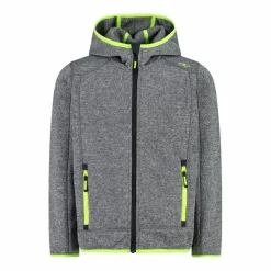 Giacca in pile da bambino in knit-tech mélange con cappuccio