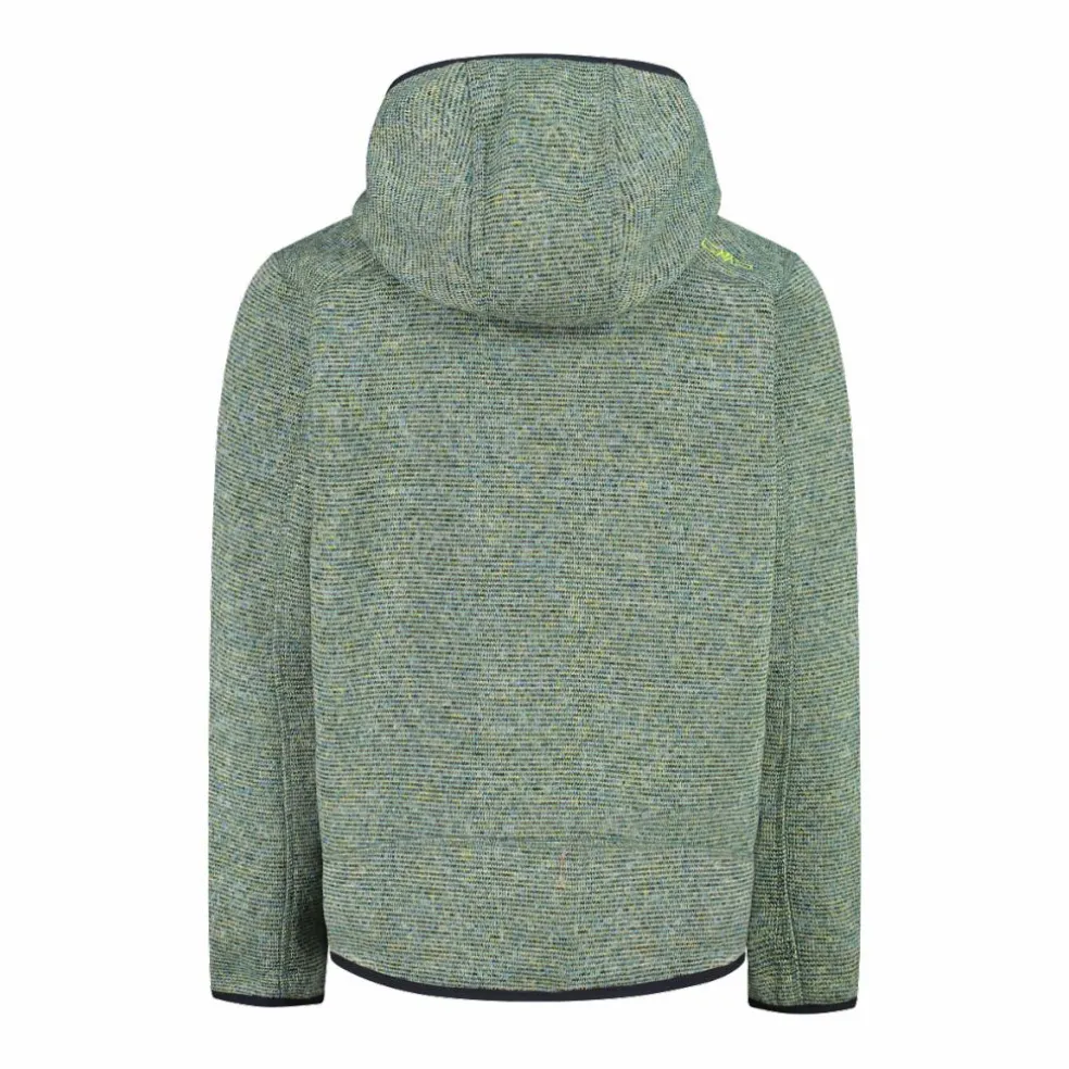 Giacca in pile da bambino in knit-tech mélange con cappuccio