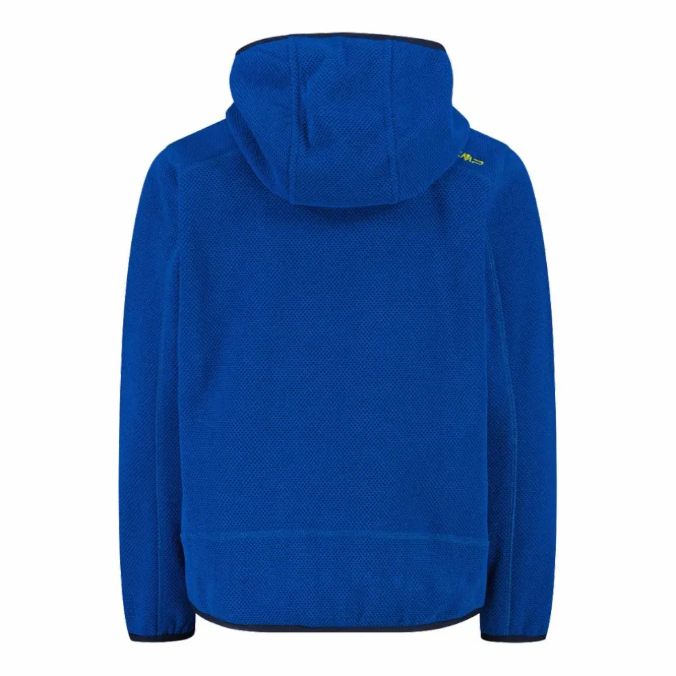 Giacca in pile da bambino in knit-tech mélange con cappuccio