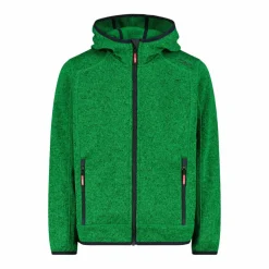 Giacca in pile da bambino in knit-tech mélange con cappuccio