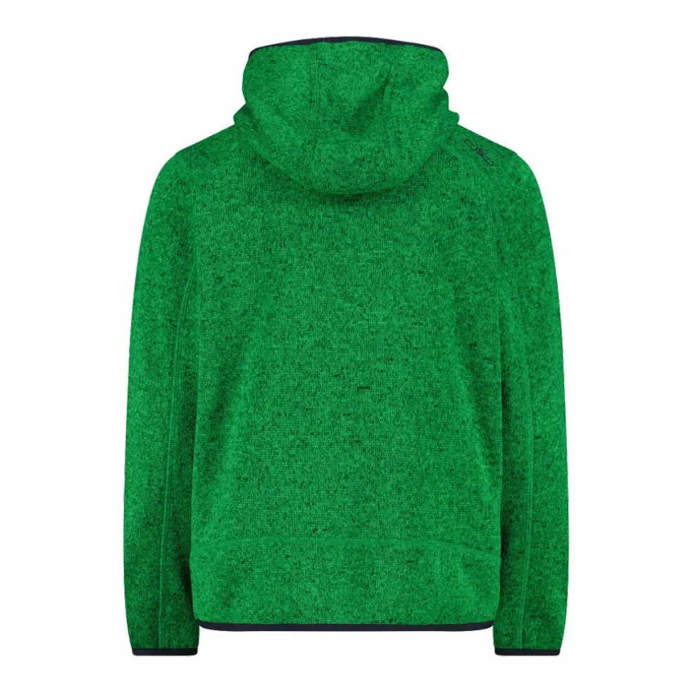 Giacca in pile da bambino in knit-tech mélange con cappuccio