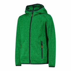 Giacca in pile da bambino in knit-tech mélange con cappuccio