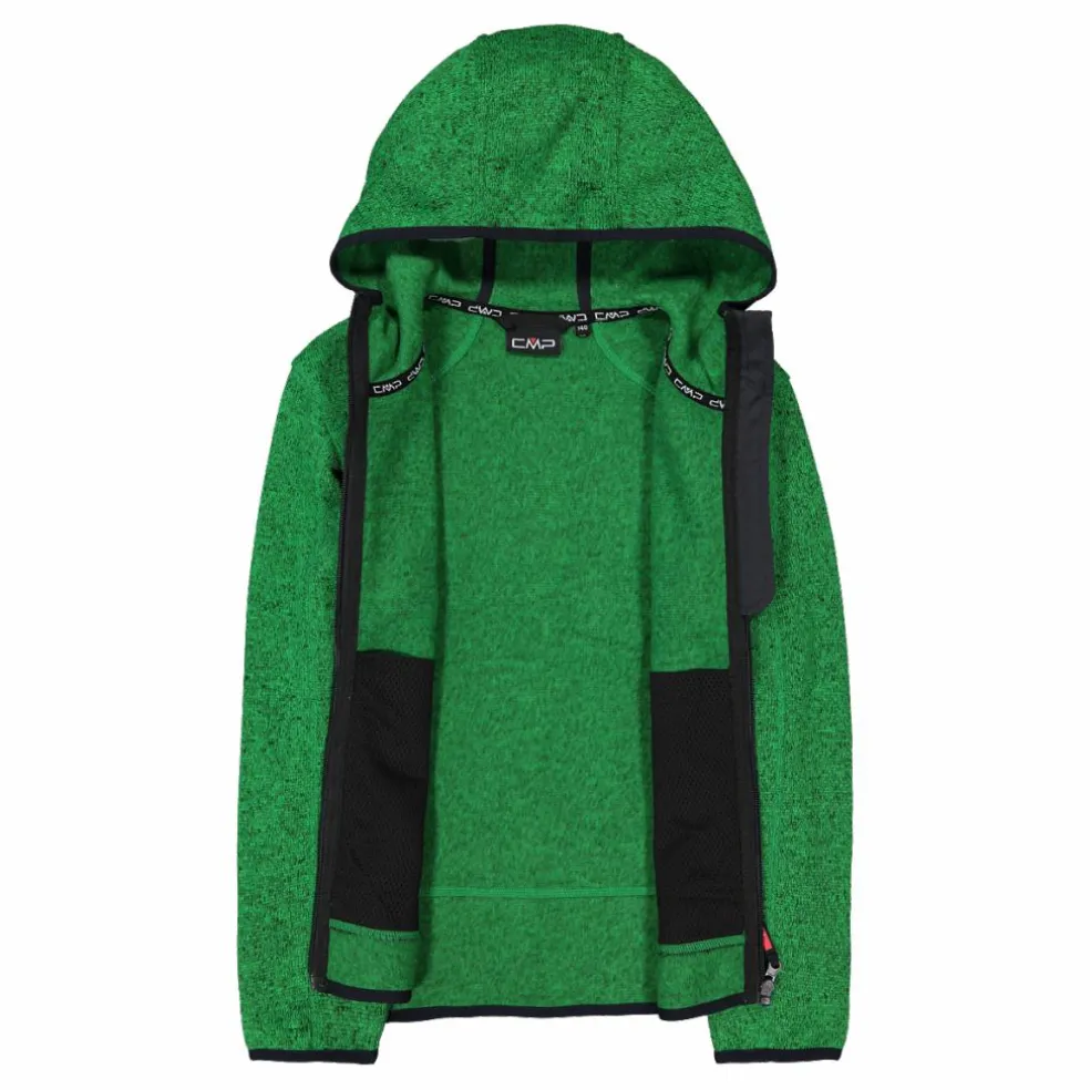 Giacca in pile da bambino in knit-tech mélange con cappuccio