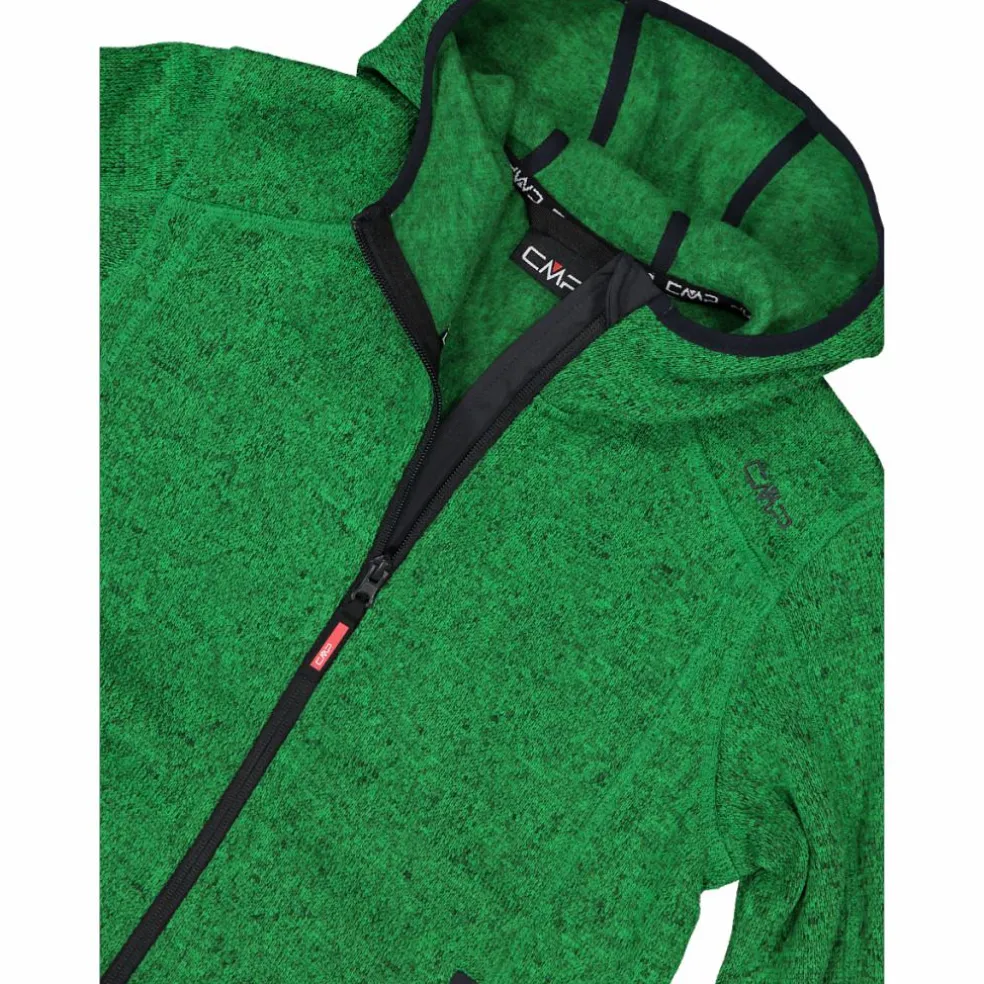 Giacca in pile da bambino in knit-tech mélange con cappuccio