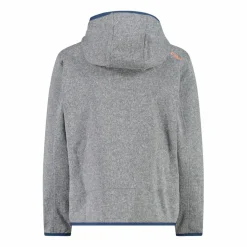 Giacca in pile da bambino in knit-tech mélange con cappuccio