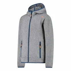 Giacca in pile da bambino in knit-tech mélange con cappuccio