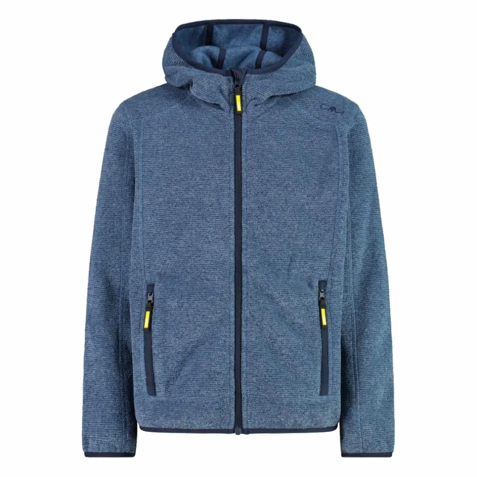 Giacca in pile da bambino in knit-tech mélange con cappuccio