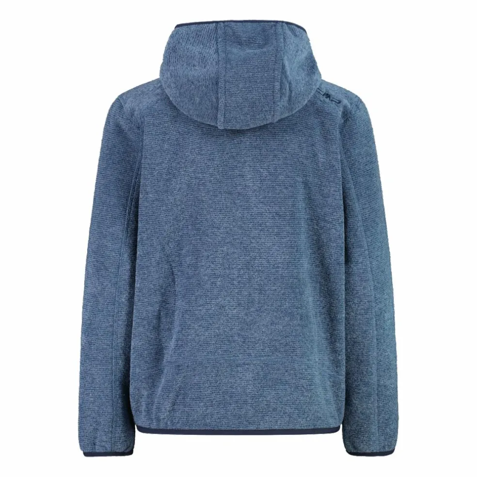 Giacca in pile da bambino in knit-tech mélange con cappuccio