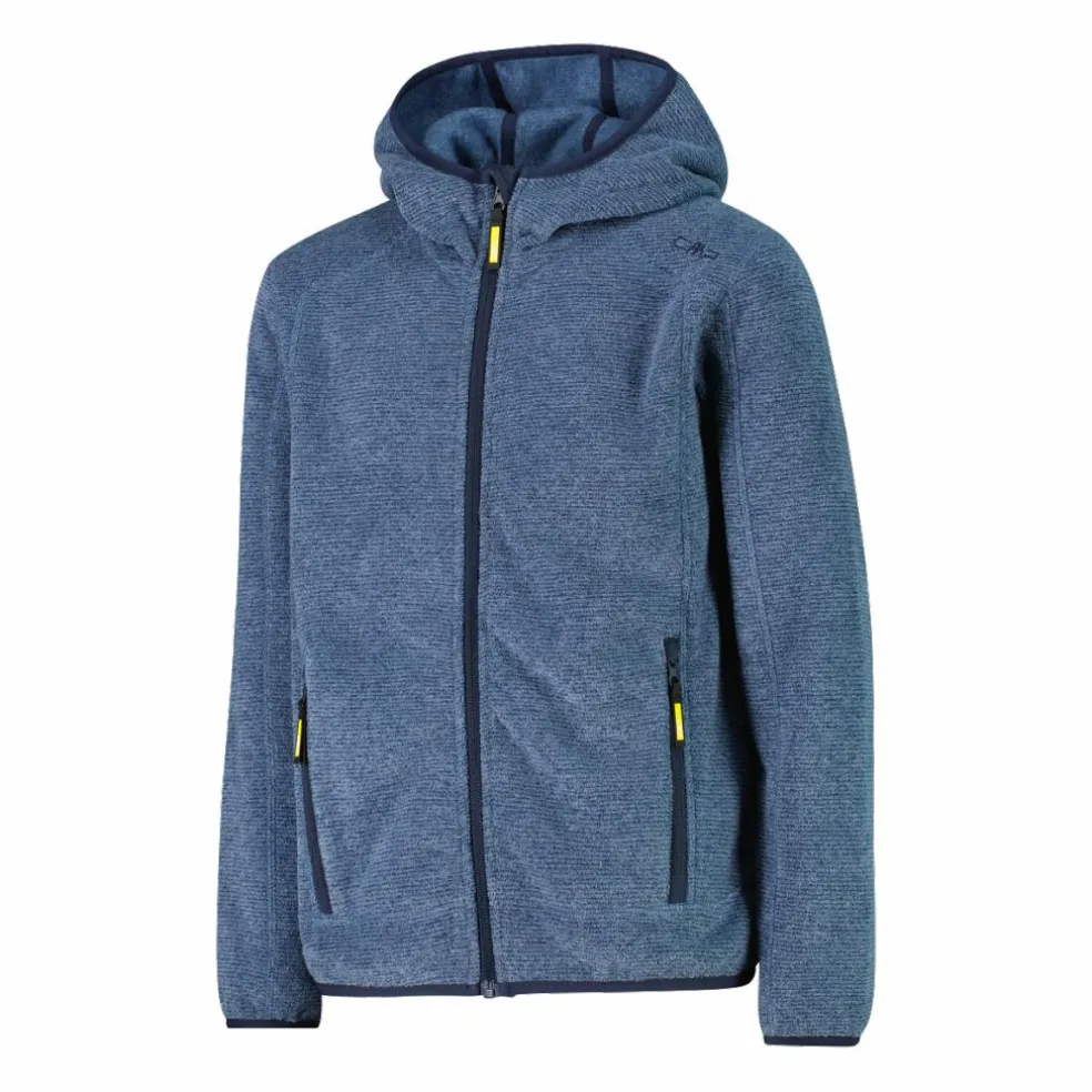 Giacca in pile da bambino in knit-tech mélange con cappuccio