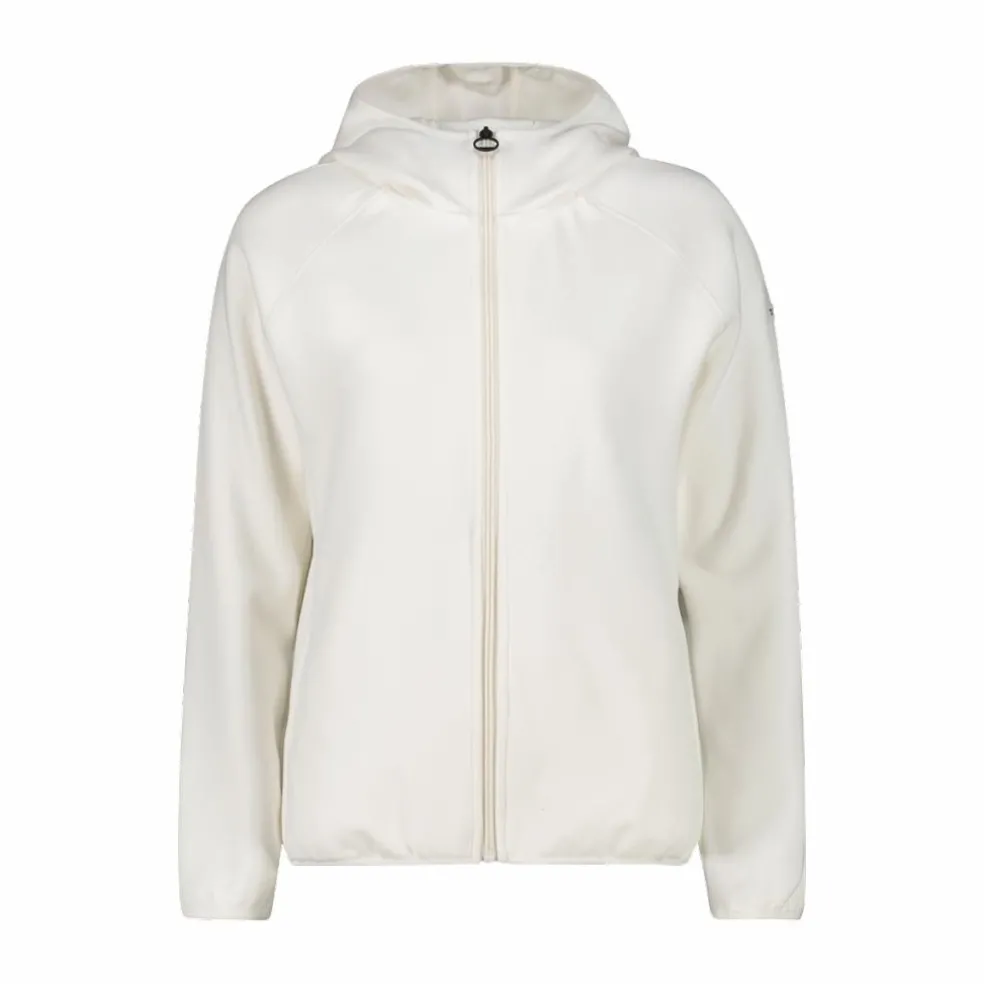Giacca in pile da donna con cappuccio in knit tech melange
