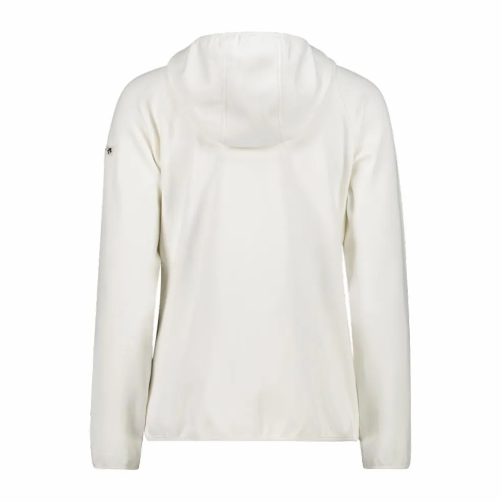 Giacca in pile da donna con cappuccio in knit tech melange