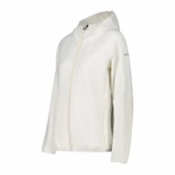 Giacca in pile da donna con cappuccio in knit tech melange