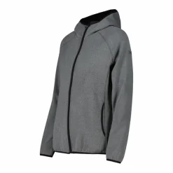 Giacca in pile da donna con cappuccio in knit tech melange