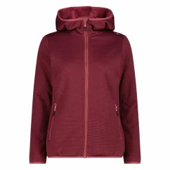Giacca in pile da donna in knit tech melange con cappuccio