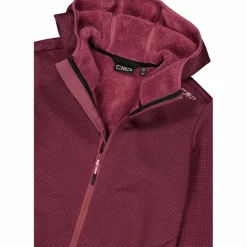 Giacca in pile da donna in knit tech melange con cappuccio