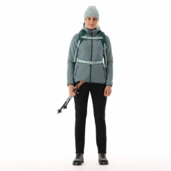 Giacca in pile da donna in knit tech melange con cappuccio