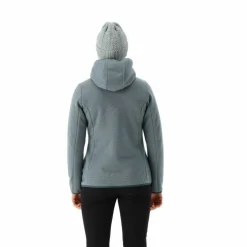 Giacca in pile da donna in knit tech melange con cappuccio