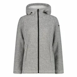 Giacca in pile da donna in knit tech melange con cappuccio