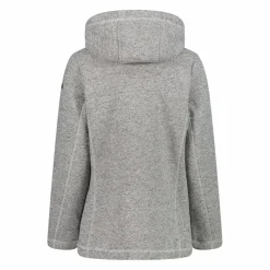 Giacca in pile da donna in knit tech melange con cappuccio