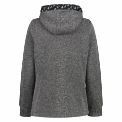 Giacca in pile da donna in knit tech con cappuccio con dettagli floreali